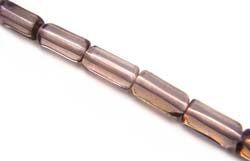 Chinese Glass Cylinder Tube Beads 9x5mm - Smokey Quartz x25
