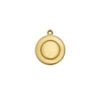 Brass Border Circle w/ring (1/2) 13mm 18ga Stamping Blank x1