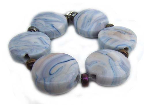 Blue Italian Marble Tabs - Ian Williams Artisan Glass Lampwork Beads