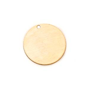 Brass Circle Drop w/hole, 13mm (1/2 inch) 24ga Metal Stamping Blank x1
