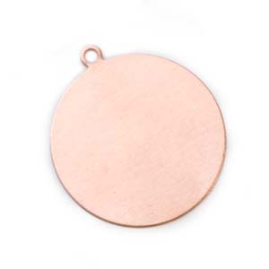 Copper Circle Tag Drop, 25mm 1 inch 24ga Metal Stamping Blank x1