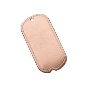 Copper Metal Stamping Blank, Military Dog Tag (1 inch) 25x12.5mm 24ga x1