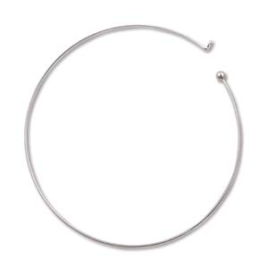 Brass Neck Wire Torque 16 inch - 42cm Platinum Silver Plated Add-A-Bead Necklace (NEW)