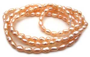 Freshwater PEARL Beads Rice 4x3mm Peach