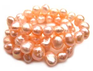 Freshwater PEARL Beads Potato Nugget 7mm Peach 