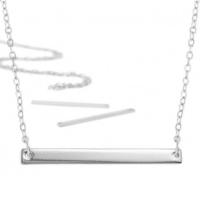 Personal Impressions, Large Rectangle, 3x38mm, Silver Plated Necklace Kit x1