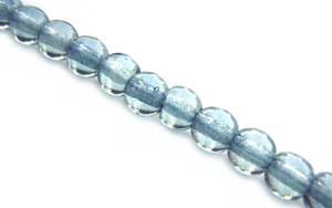 Czech Glass Beads Round 4mm Lustre Transparent Blue x100