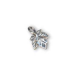 Sterling Silver Charms - 11.3x8.8mm Tiny Maple Leaf Charm x1