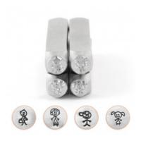 ImpressArt Stick Family Collection 6mm/7mm Metal Stamping Design Punches (4pc Dad, Mum (mom), Son, Daughter)