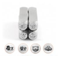 ImpressArt Cats & Dogs Collection, 6mm Metal Stamping Design Punches (4pc Cat Face, Dog Face, Stick Cat, Stick Dog)
