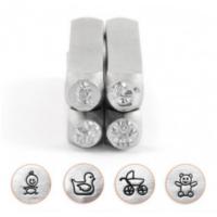 ImpressArt Baby Shower Celebration Collection, 6mm Metal Stamping Design Punches (4pc Baby, Pram, Teddy, Duck)