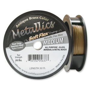 Soft Flex 49 Strand  Beading Wire ~ Medium .019 10ft / 3.05m Antique Brass