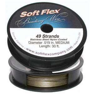 Soft Flex 49 Strand  Beading Wire ~ Medium .019 30ft / 9.2m Antique Bronze