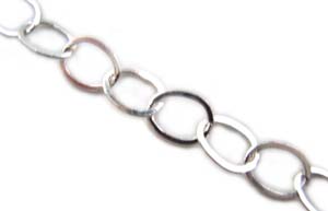 Sterling Silver Chain ~ Med wt Flat Cable ~ 6.1mm - per foot (30cm) (*This is a 9 inch piece*)