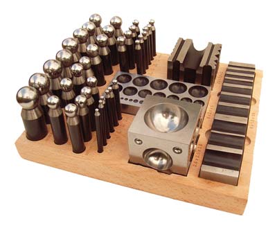 Jumbo Dapping Doming Punch Set in a Wooden Stand - 40 piece Jewellers Tools (PRE-ORDER)