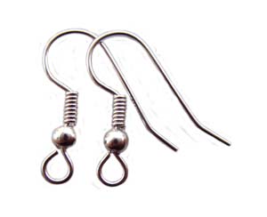 Stainless Steel 316L Earring Hooks 3mm Ball & Coil 18x15 Silver Plated x5 prs