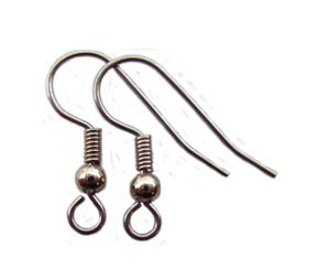 Surgical Steel Earring Hooks 3mm Ball & Coil 18x15mm Nickel Plated x5 prs
