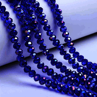 Imperial Crystal Roundelle Beads 8x6mm Transparent Inky Cobalt Blue AB (70pc approx)