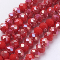 Imperial Glass Faceted Rondelle Spacer Beads 6x4.5mm Dark Red Shimmer Jade AB x90pc approx