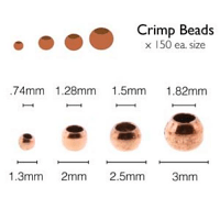 Copper Crimp Round Beads Assort Size 0.74mm 1.28mm 1.5mm 1.8mm, 600 approx Basic Elements by Beadsmith