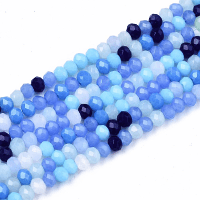 Imperial Glass Faceted Rondelle Micro Spacer Beads 3x2.5mm Coastal Blues Mix x180pc approx