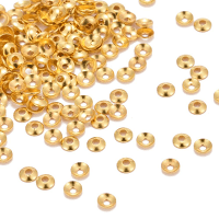 Bead Caps 3mm Gold Brass - Shiny Plain Cap