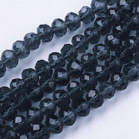 Imperial Glass Crystal Faceted Rondelle Spacer Beads 6x4.5mm Transparent Steel x90pc approx