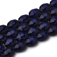 Glass Beads, Faceted Oval, 16x12x7mm, Indigo Lustre, 9pc