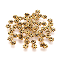 Bali Tibetan Style Daisy Spacer Beads, 4.5mm Antique Gold, x100pc