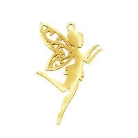 Stainless Steel Tinker Bell Fairy Charm, Gold, 41x25x1mm x1pc