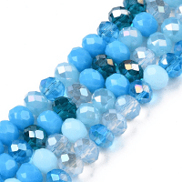 Imperial Glass Faceted Rondelle Spacer Beads 6x4.5mm Lagoon Blue Mix AB x90pc approx