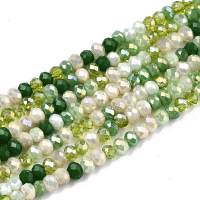 Imperial Glass Faceted Rondelle Micro Spacer Beads 3x2.5mm Spring Greens Mix AB x180pc approx