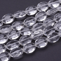 Glass Beads, Faceted Oval, 16x12x7mm, Crystal, 12pc 