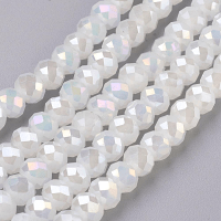 Imperial Glass Faceted Rondelle Spacer Beads 6x4.5mm Pearly White Jade AB x90pc approx