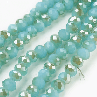 Imperial Glass Faceted Rondelle Spacer Beads 6x4.5mm Medium Turquoise Jade AB x90pc approx