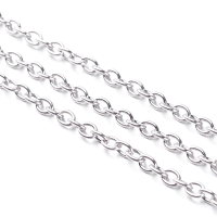 Cable Necklace Chain Link Necklace Chain Link 4x3mm Open Link Non Soldered, Silver x500cm