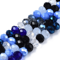 Imperial Glass Faceted Rondelle Spacer Beads 6x4.5mm Blues Mix AB x90pc approx