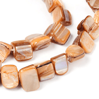 Sea Shell Squared Chip Beach Beads, 16 inch strand, Toffee