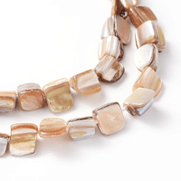 Sea Shell Squared Chip Beach Beads, 16 inch strand, Natural