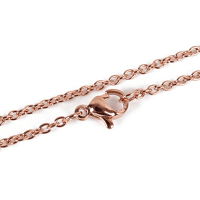 Rose Gold Stainless Steel Cable Chain (2.5x2mm Link) Necklace 17.7 inch (45cm) x1