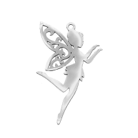 Stainless Steel Tinker Bell Fairy Charm, Silver, 41x25x1mm x1pc