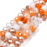 Imperial Glass Faceted Rondelle Spacer Beads 6x4.5mm Apricots & Cream Mix AB x90pc approx