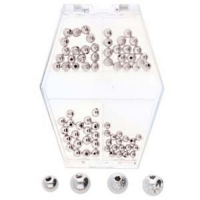 Silver Memory Wire End Bead Ball Caps Variety Assortment, Basic Elements by Beadsmith 72pc approx