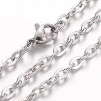 Stainless Steel Cable Chain (2.5x2mm Link) Necklace 19.7 inch (50cm) x1