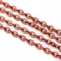 Cable Necklace Chain Link Necklace Chain Link 4x3mm Open Link Non Soldered, Antique Copper x500cm