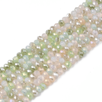Imperial Glass Faceted Rondelle Micro Spacer Beads 3x2.5mm Pastel Pink n' Green Mix AB x180pc approx