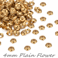 Bead Caps 4mm Gold Brass - Shiny Plain Flower