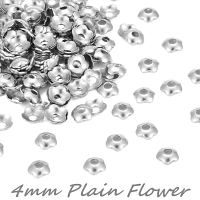 Bead Caps 4mm Silver Brass - Shiny Plain Flower
