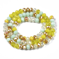 Imperial Glass Faceted Rondelle Spacer Beads 6x4.5mm Lemon Jade Mix AB x90pc approx