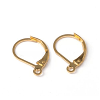 Gold Colour Leverback Brass Earring Findings, 5 pairs (x10pc)